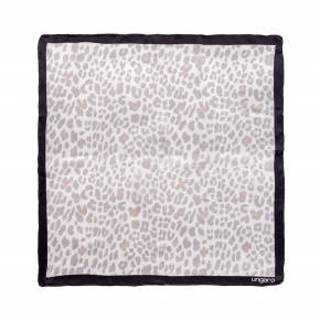 Silk scarf Léopardo White-grey