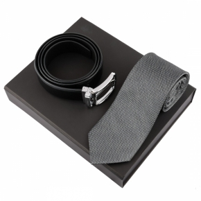Set Leone Black (belt & silk tie)