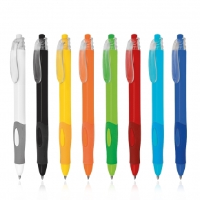 Długopis plastikowy z przezroczystymi elementami